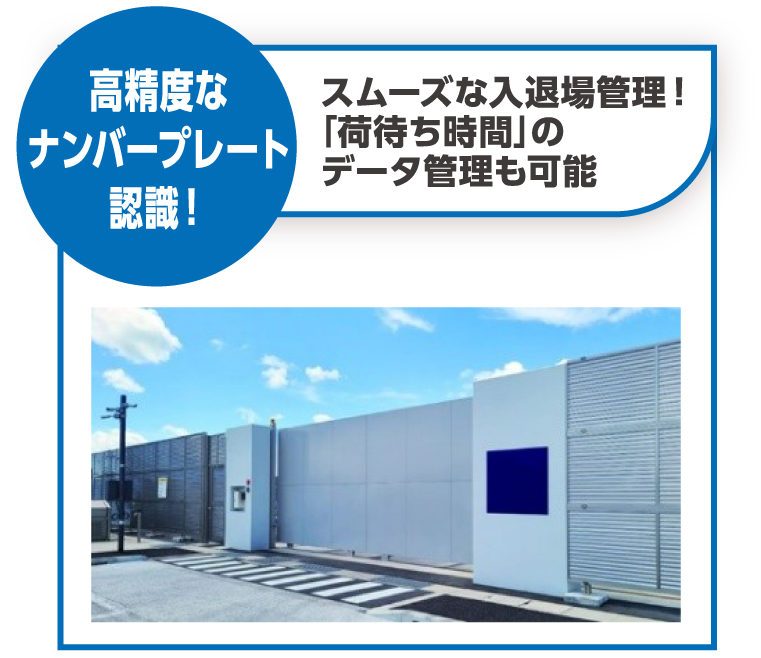 高精度なナンバープレート認識！　スムーズな入退場管理！「荷待ち時間」のデータ管理も可能